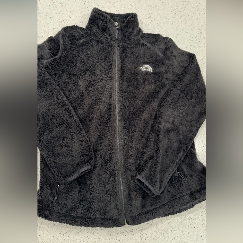 Women’s The North Face Black Plush Fleece Jacket size Large GUC